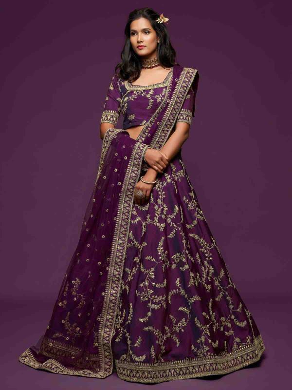 The mordern vibes vol 1 Art Silk Royal purple Affordable lehenga choli stores in Pune