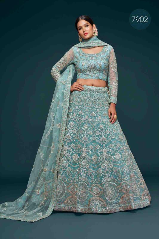 The shimmers vol 1 Soft Net Aqua Blue Traditional lehenga choli in Pune