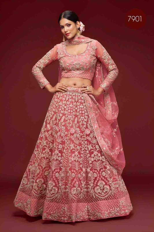 The shimmers vol 1 Soft Net pink Exclusive lehenga choli showroom in Pune