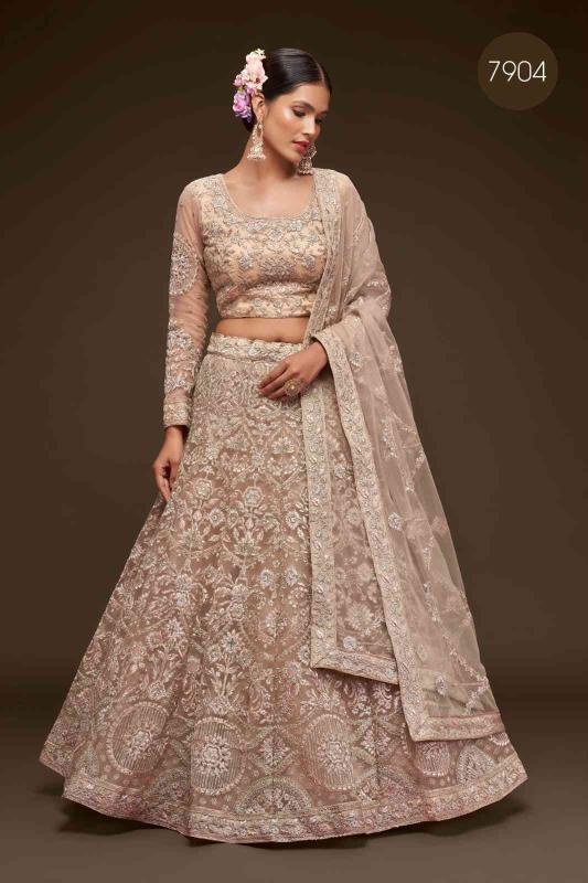 The shimmers vol 1 Soft Net Royal Beige Designer lehenga choli market in Pune