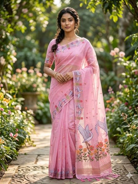 Vastrangan soft linen wholesale saree online shopping 