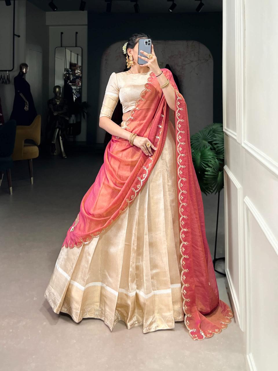 Cream Silk lehenga choli in Valsad