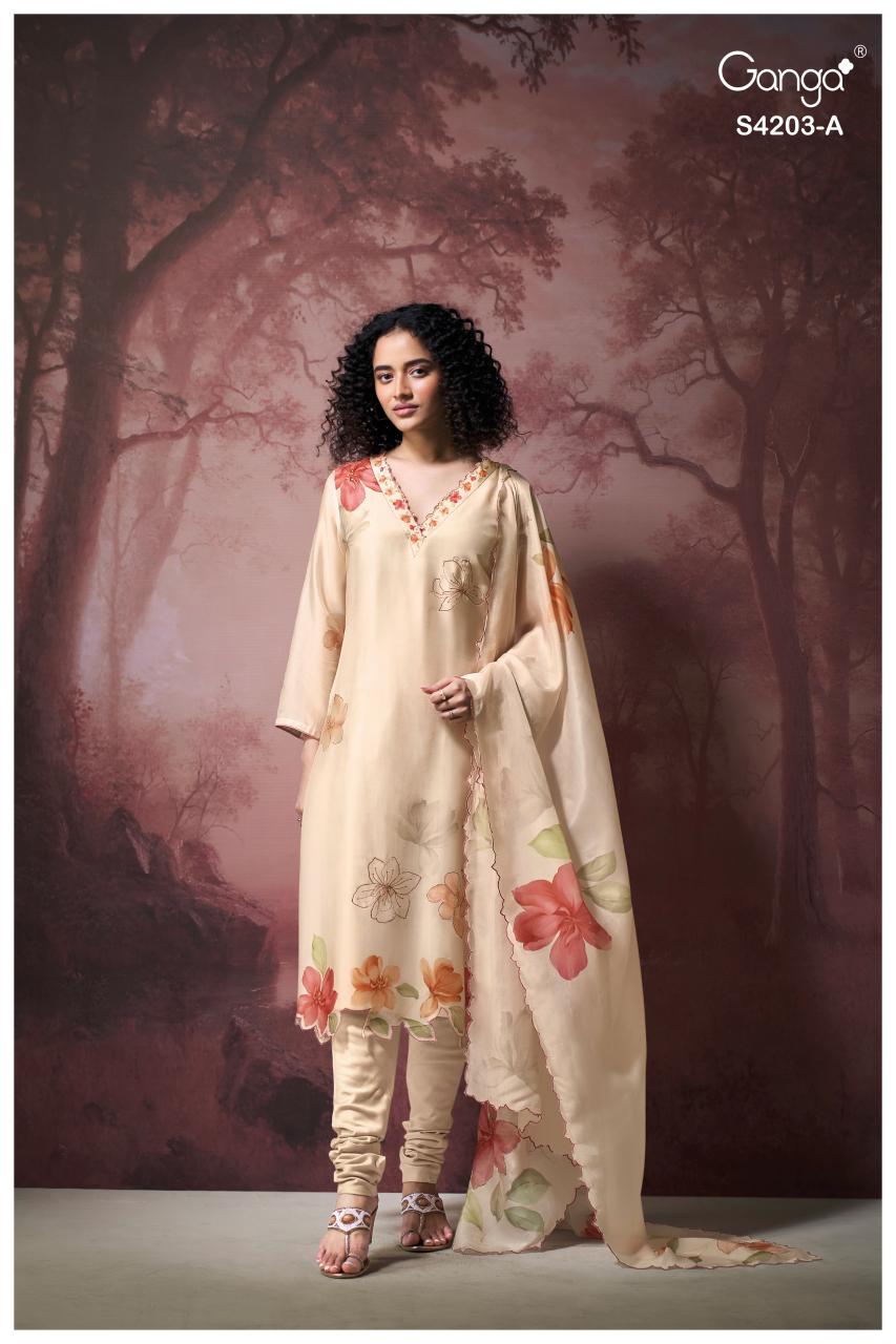 Ganga ekthara 4203 wholesale dress materials nellore 