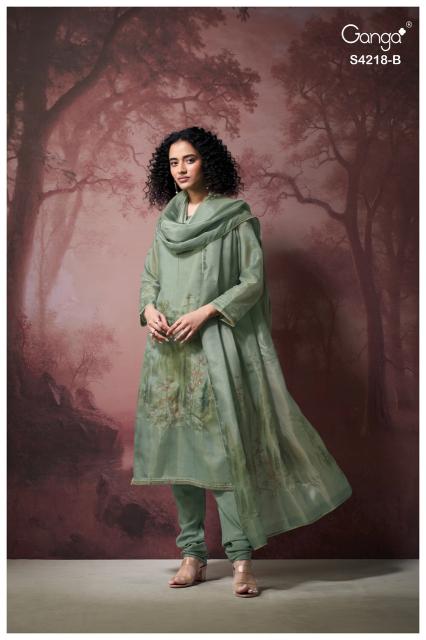 Ganga ivella 4218 wholesale embroidery pakistani dress materials sanwari 