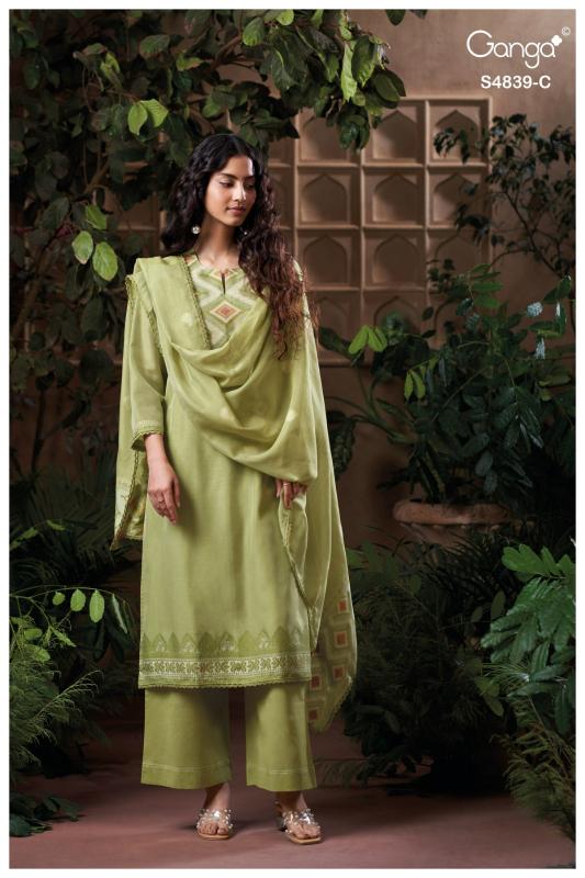 Ganga jivara 4839 wholesale heavy unstitched dress material 