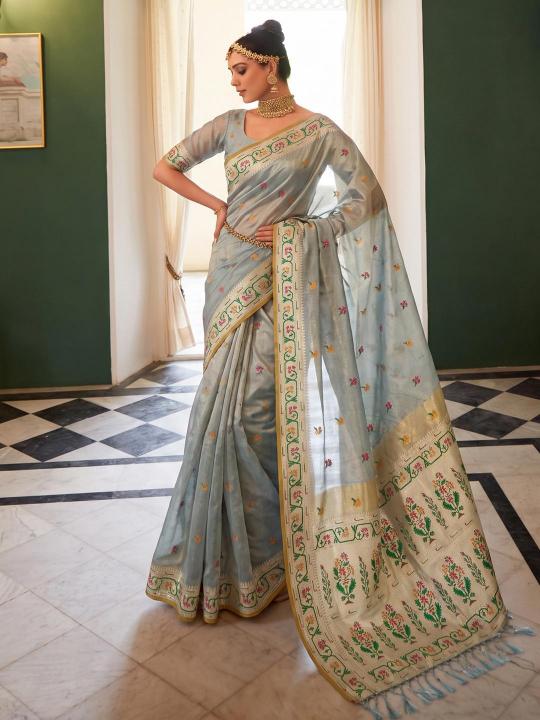 MAHESHWARI SILK by SHREE SHYAM FASHION fancy designer Soft tissue silk WITH MEENA fabric saree wholesale with Fancy latkan