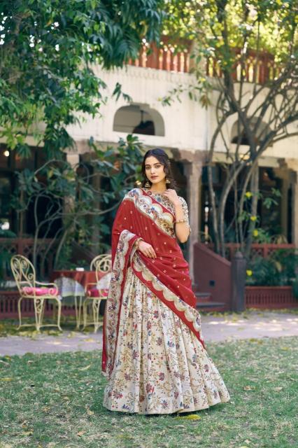 Pure Dolla silk cream Lehenga choli manufacturers in Surat