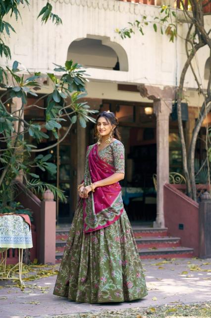 Pure Dolla silk mehandi Surat lehenga choli market prices