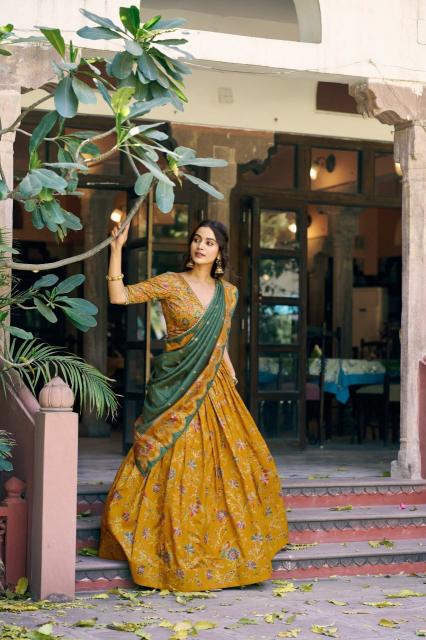 Pure Dolla silk Yellow Designer lehenga choli market in Surat
