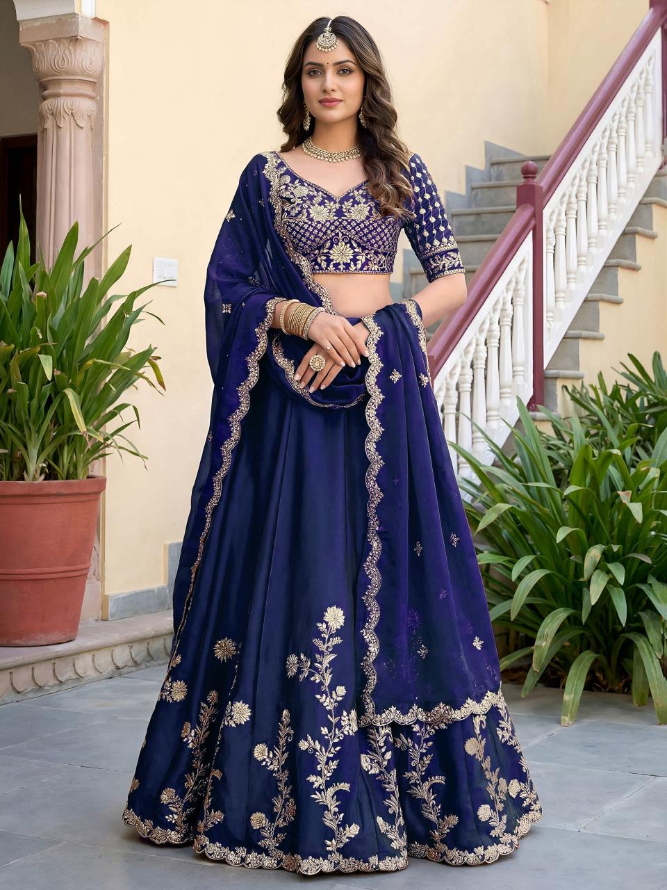 Royal Navy Blue 5135 Designer lehenga choli wholesalers in Ahmedabad