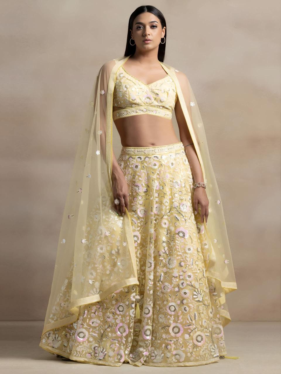 Yellow 5126 Cheap lehenga choli market in Ahmedabad