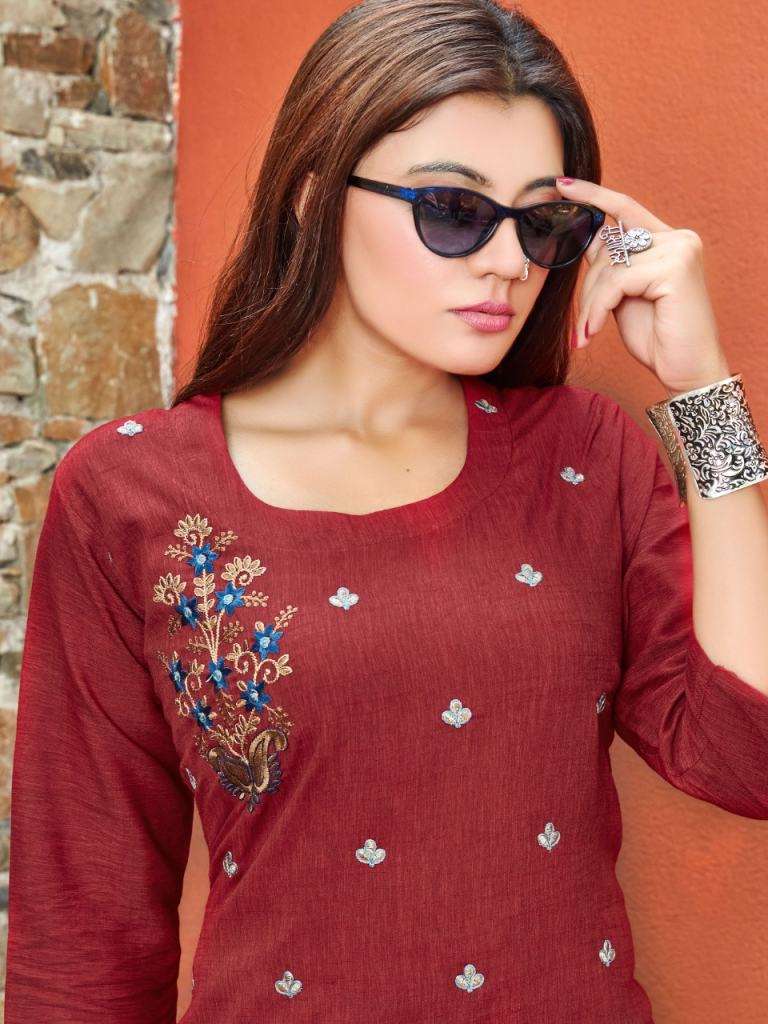 Rung presents Roohi Casual Wear Embroidery work Kurtis Catalog