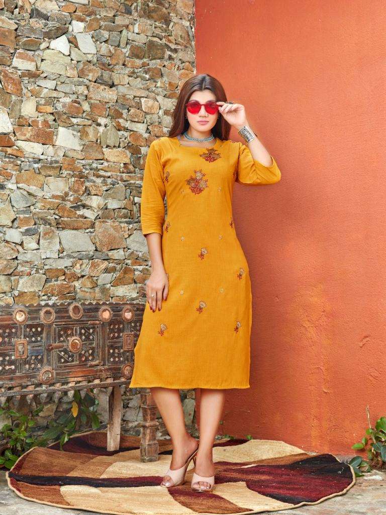 Rung presents Roohi Casual Wear Embroidery work Kurtis Catalog