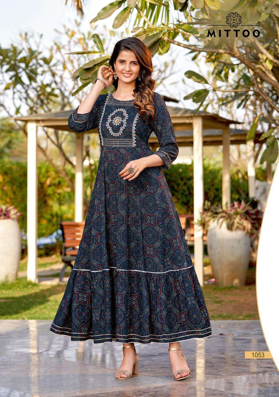 mittoo  present  new catalogue bindi rayon print gwon