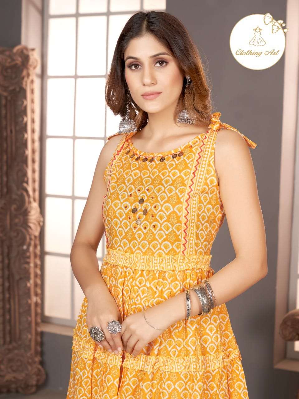 Cotton Round Neck Printed 3/4th Sleeve Yellow Color Designer Kurti For  Ladies Decoration Material: Paint at Best Price in New Delhi | Alam  Enterprises