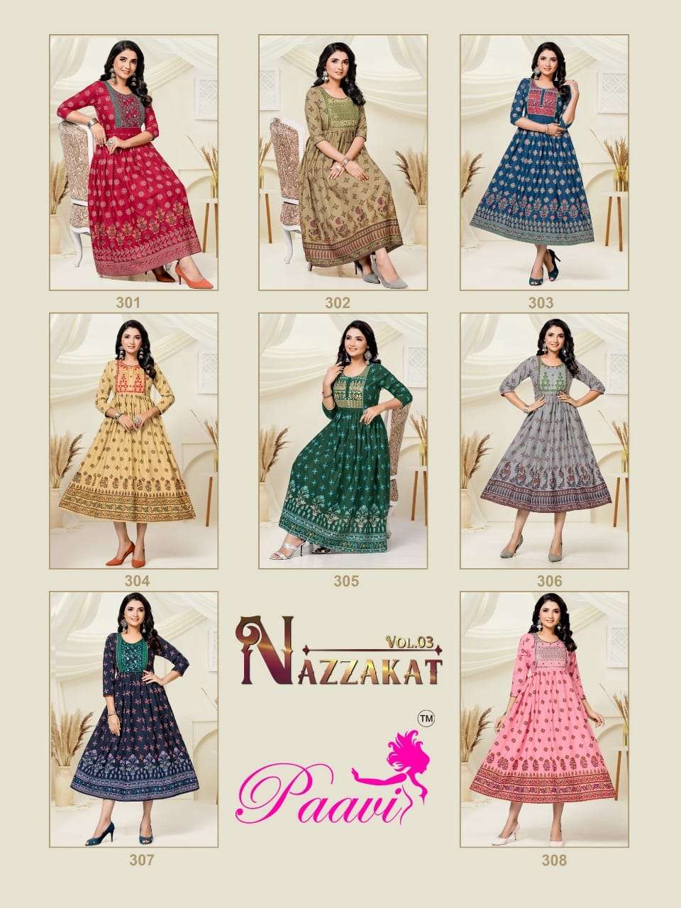 Pavvi  Nazakat Vol 3 New kurti catalogue Collection 