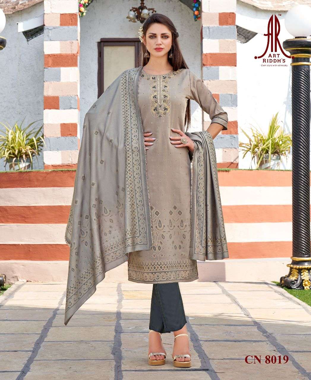 Premium Viscose Chinon Silk Top, Bottom & Dupatta Set