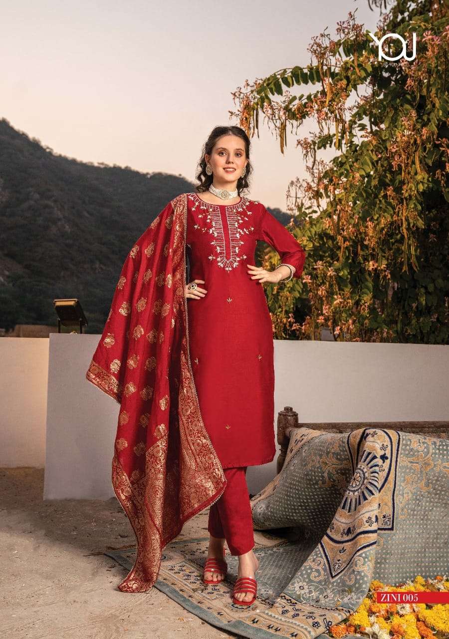 Buy Red Foil-Printed Chanderi Readymade Casual Kurti-Pants Set From Ethnic  Plus