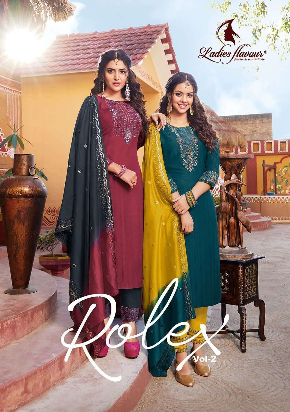 Ladies Flavour Presents Rolex 2 Kurti Pant Dupatta Set Collection