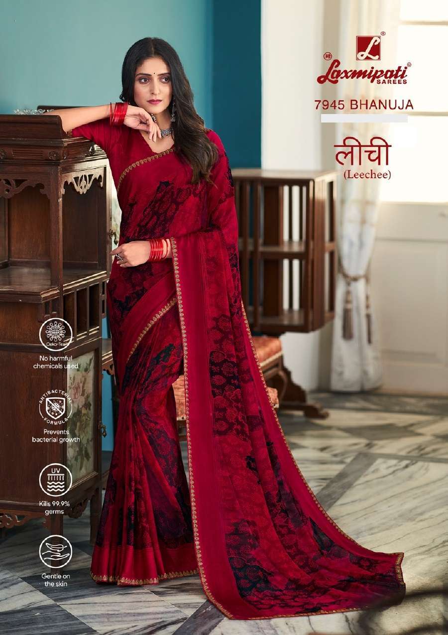 Laxmipati Jugnu Silk Red Saree (6612) in Jaipur at best price by Radha Rani  Saree & Suit - Justdial