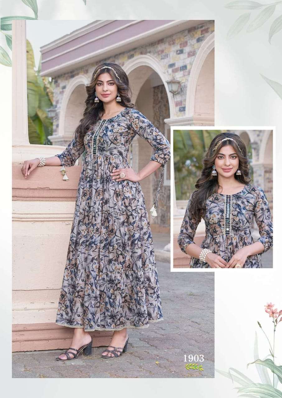 Buy online Printed Crepe Long Kurti Gown from ethnic wear for Women by  Avani Creation for ₹549 at 63% off | 2024 Limeroad.com