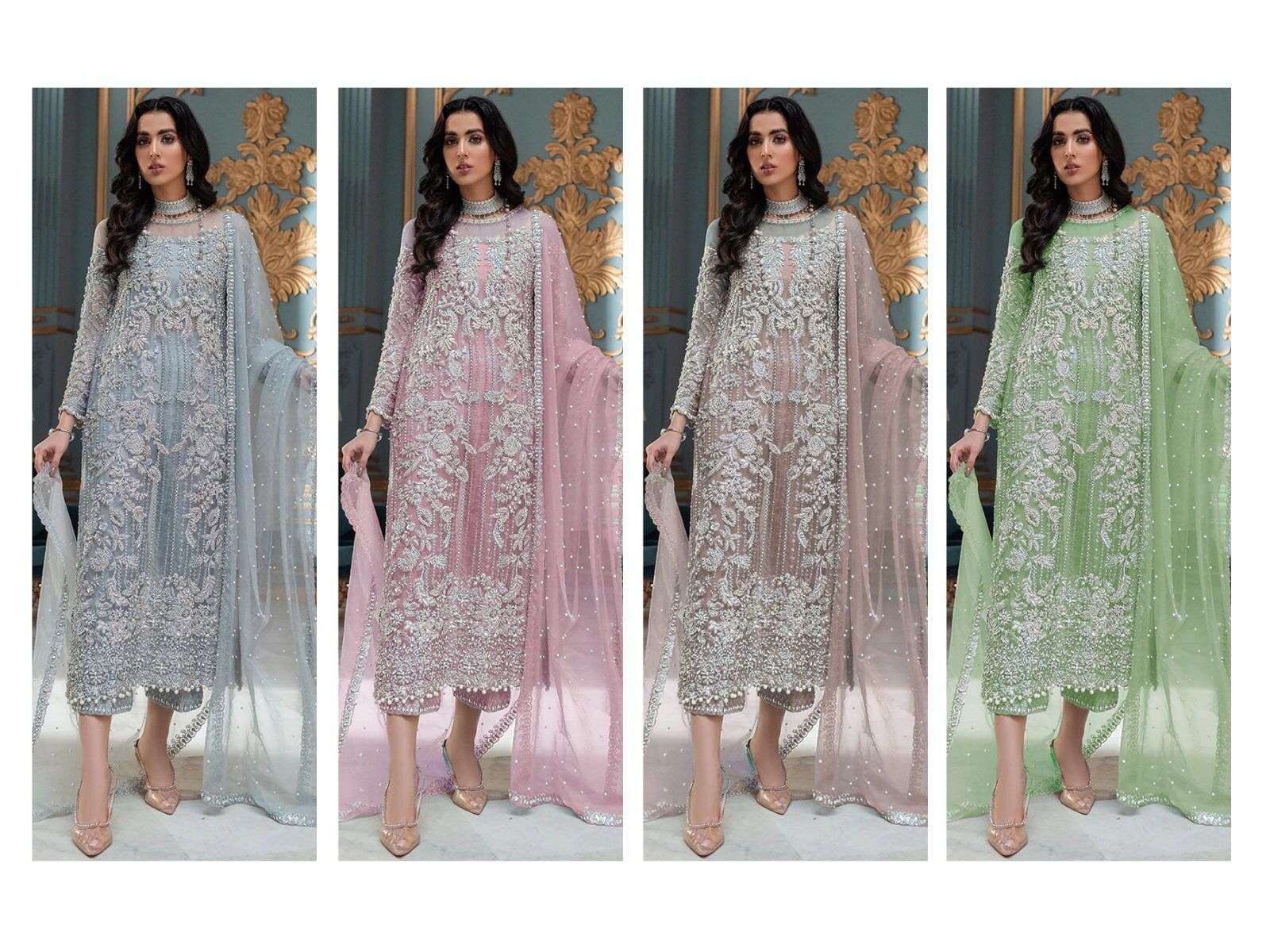 KF PRESENTS 148 COLOR EMBROIDERY DESIGNER PAKISTANI SALEAR KAMEEZ WHOLESALE IN SURAT