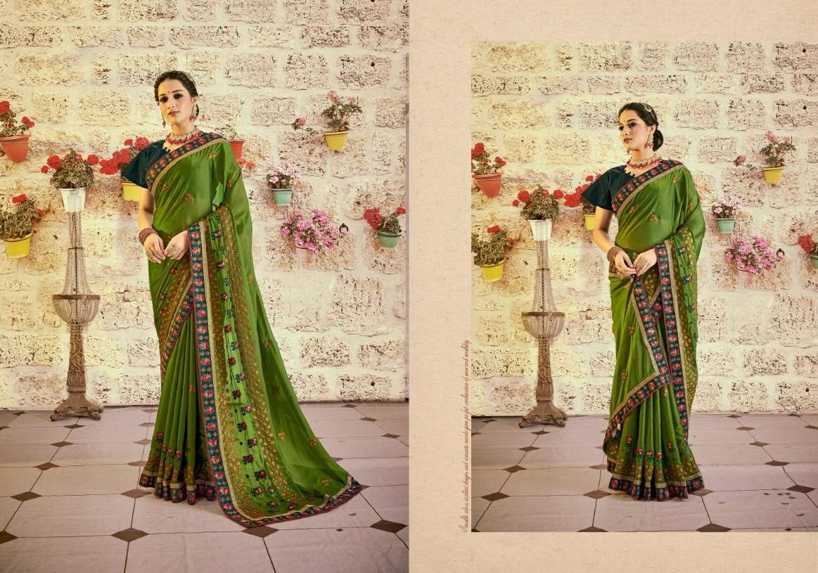 YNF FLORAL RANGOLI EMBROIDERY WORKED SAREE WHOLESALE CATALOGUE COLLECTION
