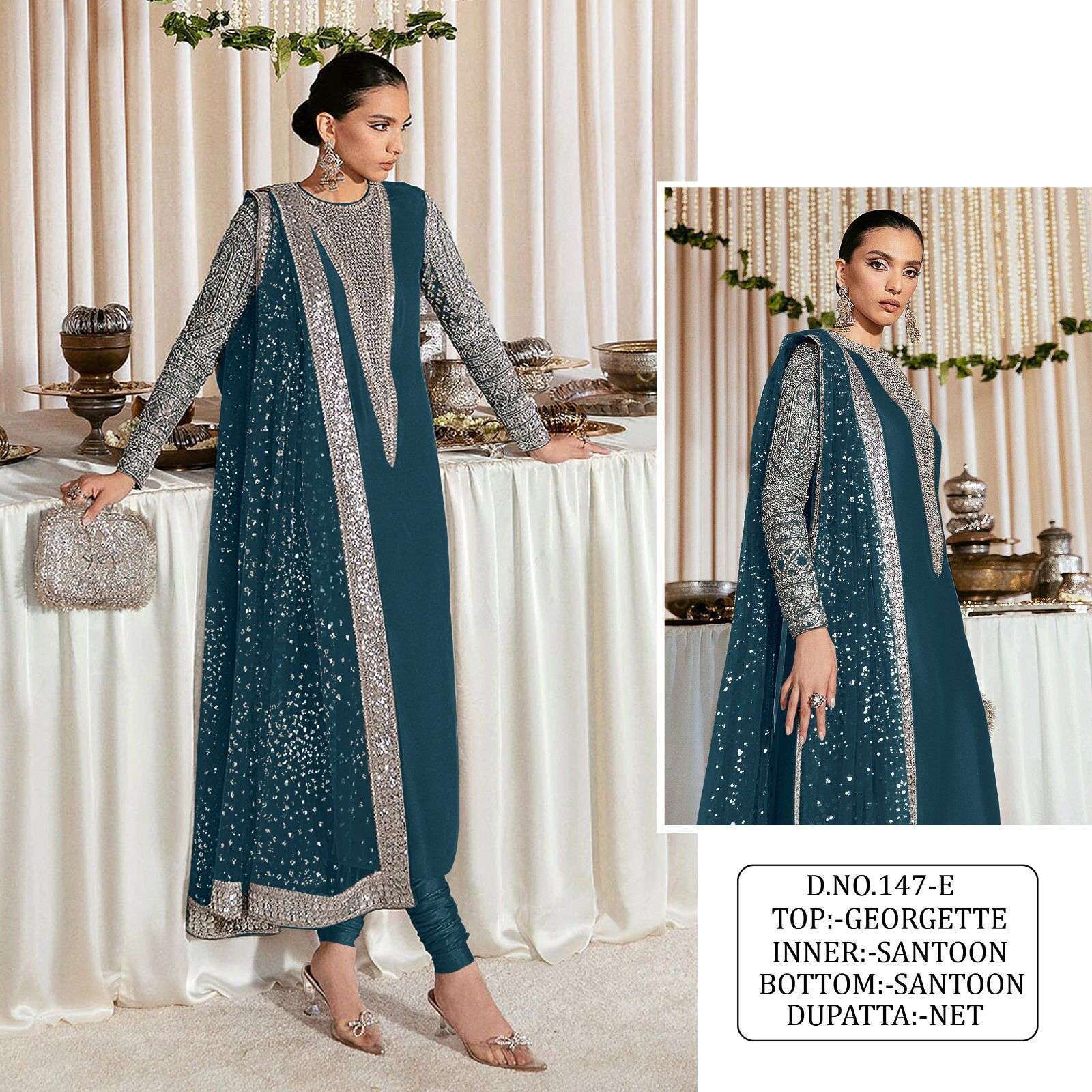 KF - 147 Fox Georgette With Multi Pakistani Suits wholesale online market