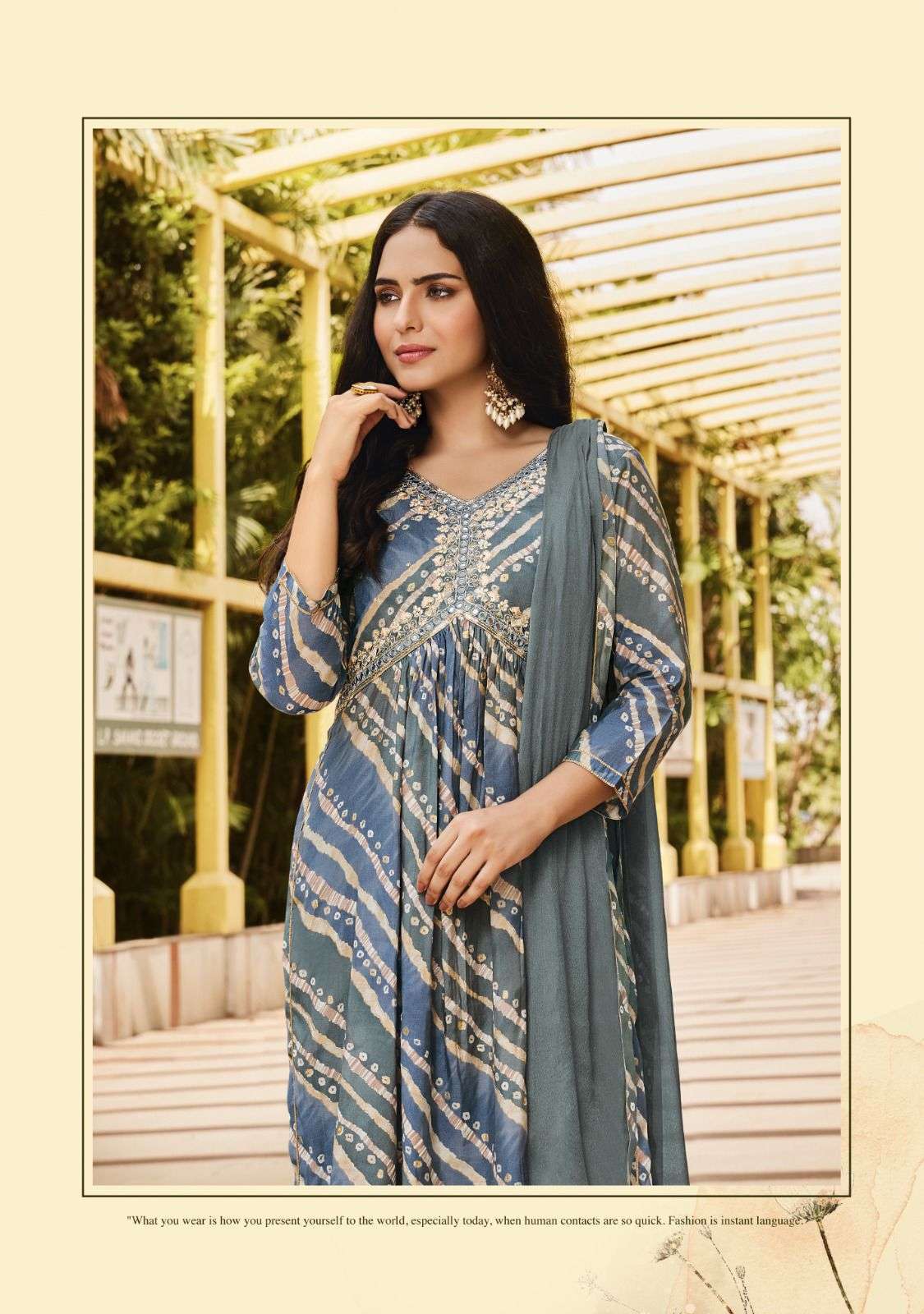 Buy BITAFAB� Women's Chanderi Silk 3/4 Sleeve Soft Fabric Flower Printed  A-Line Kurti with Pant Set (V-Neck) (Medium, Green) at Amazon.in