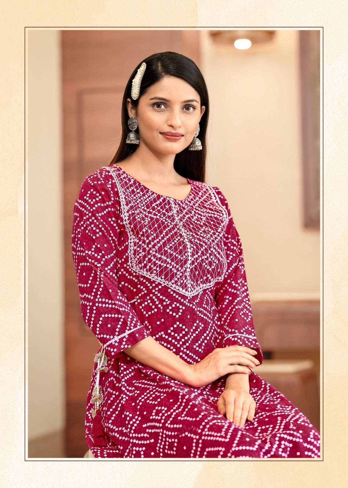 PUTUL Kurti for girls and womane pure khadi suti cotton kurtis salwar suit  mix design prited & hand work