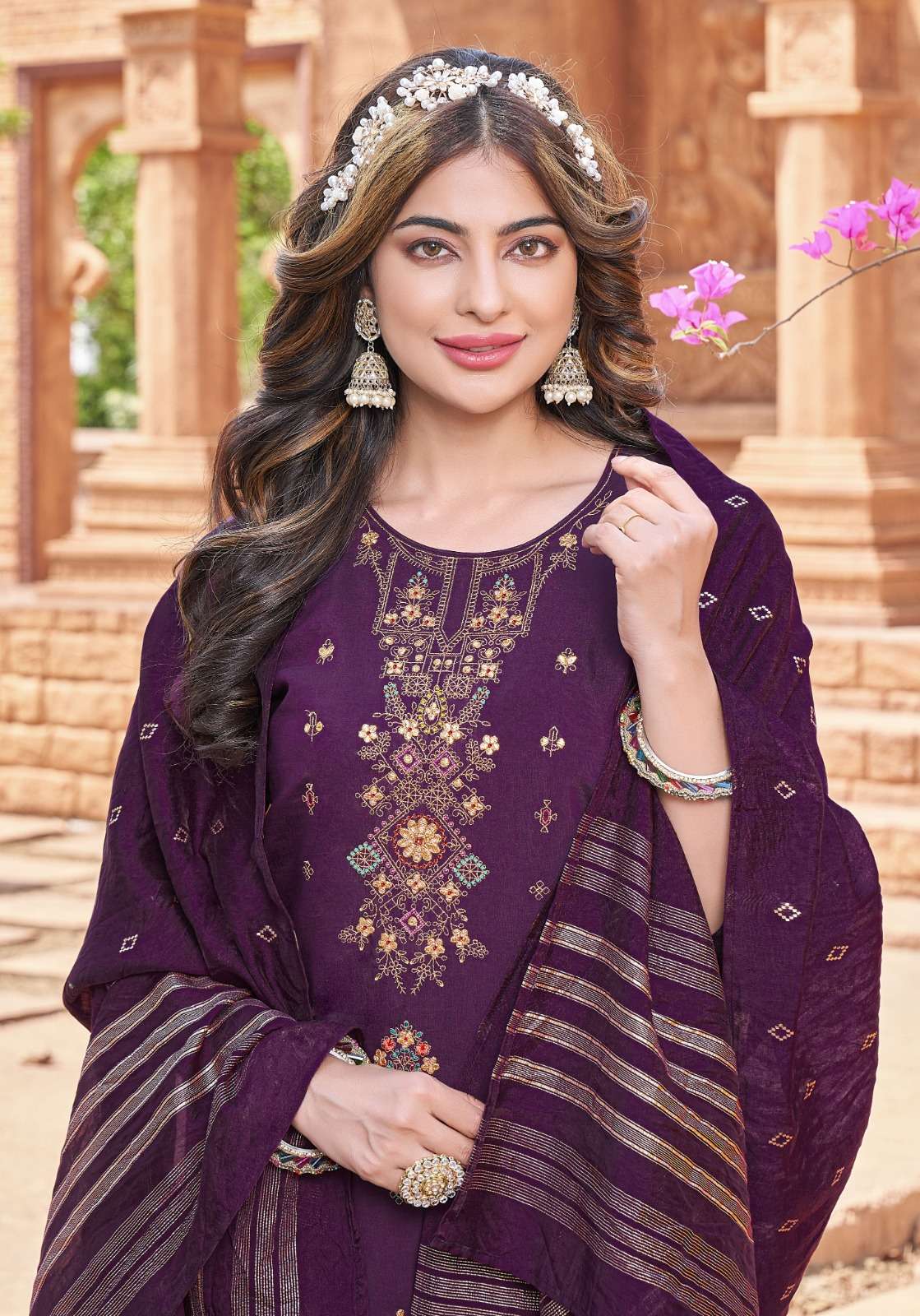 pink mirror tiara designer boutique kurti pent duppta wholesale price