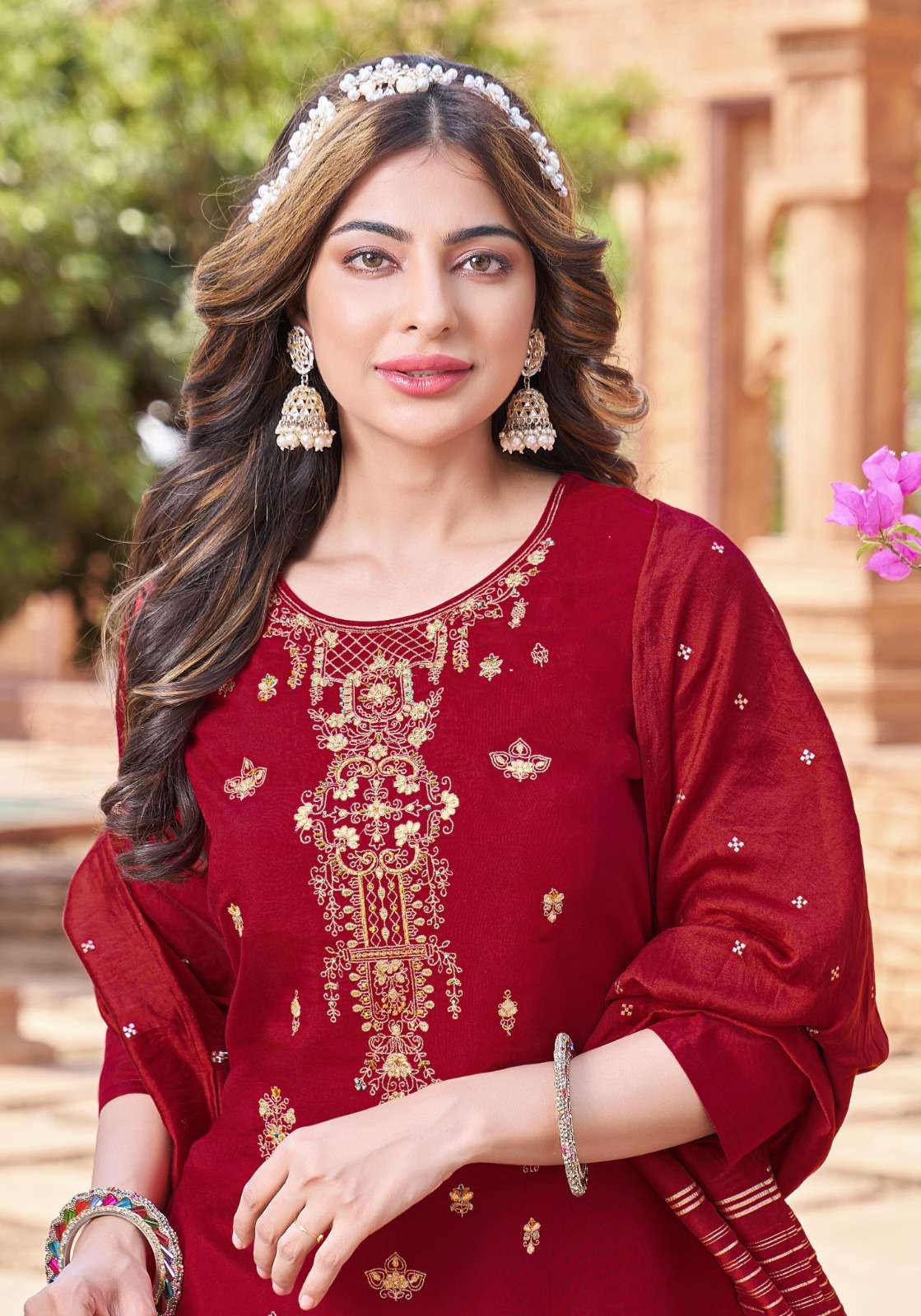 pink mirror tiara designer boutique kurti pent duppta wholesale price