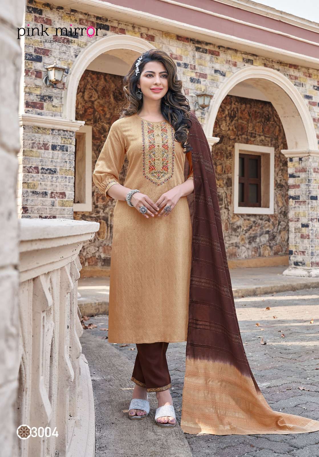 Light beige colour kurti and sharara with embroidery and prints - Kurti  Fashion