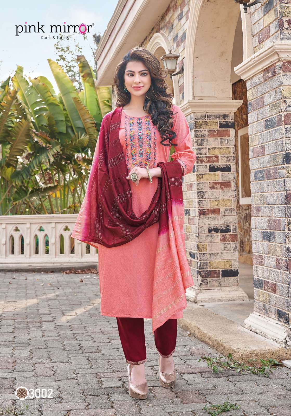 pink mirror twilight designer kurti pent duppta cataloge wholesaler