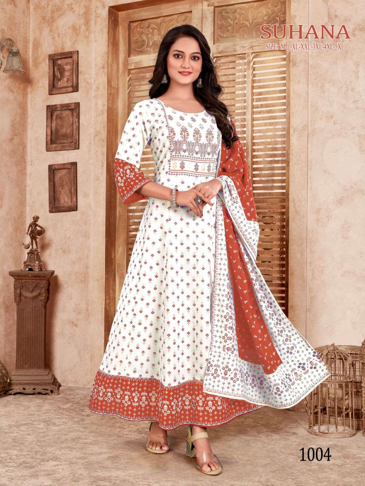 White Readymade Georgette Print Gown Style Frock For Girls Wear – Lehenga  Closet