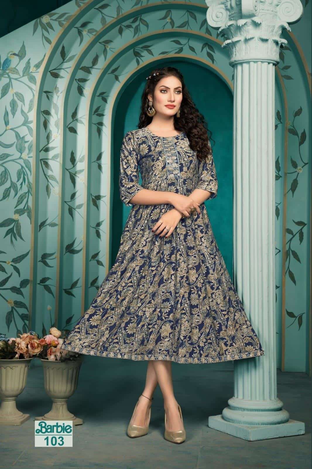 Printed Stock Lot Long Anarkali Kurtis at Rs 130 in Mumbai | ID: 23164450012