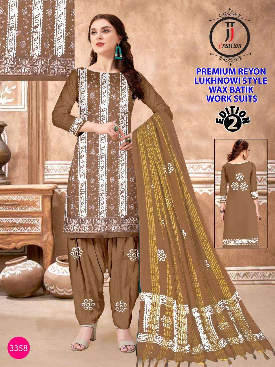 JJ Premium Rayon Lakhnavi Work Dress Material