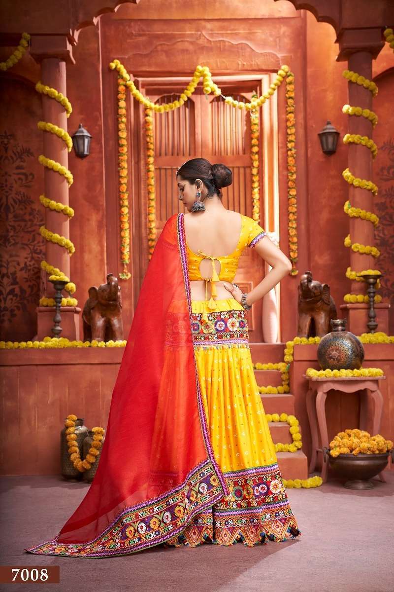 Red & Yellow Orange Red Bridal Lehenga by HER CLOSET for rent online |  FLYROBE