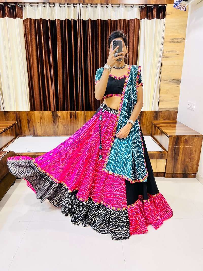 Cotton Machine Blue Hills Bandhej Lehenga Choli Wholesaler Surat at Rs 1050  in Surat