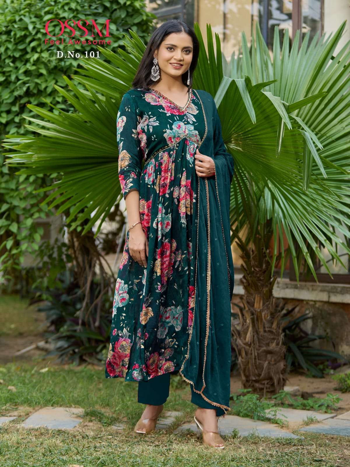 Buy SDC Collections Classy Pure Printed Cotton Kurti Pant Dupatta Set  Highlighted with Sequin and moti Work on Yoke 2563_46 at Amazon.in