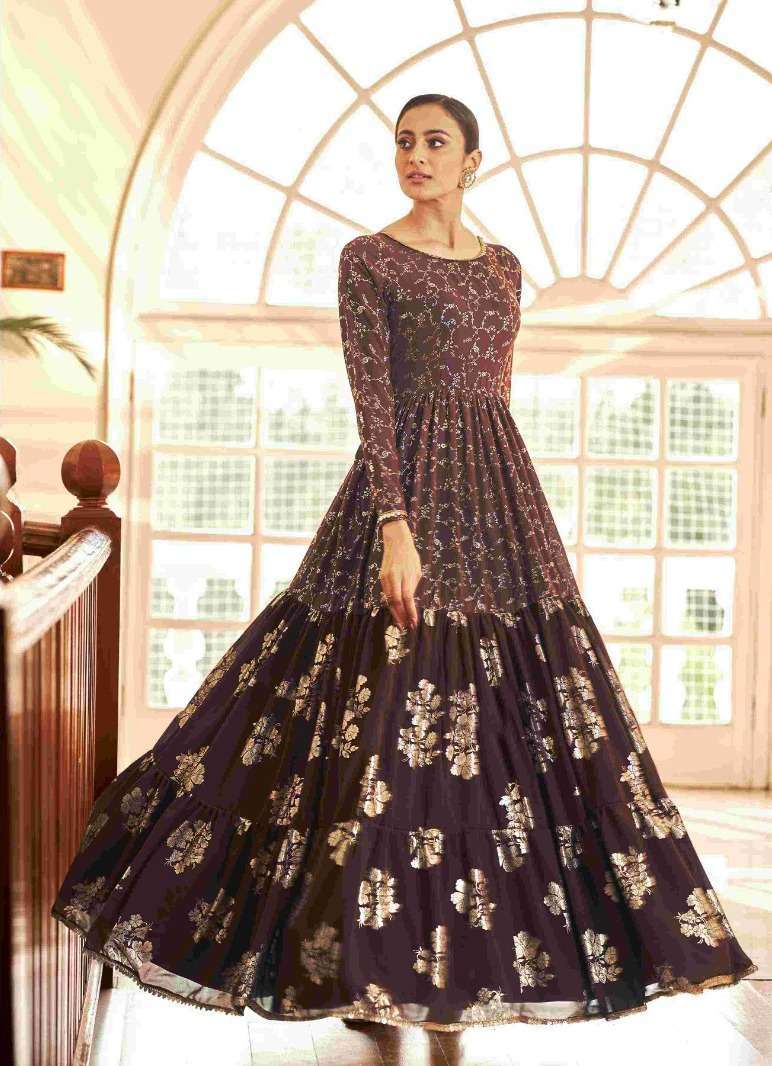 FLORY VOL. 18 Georgette Metalic Foil Work Anarkali Gown Kurti Wholesale Kurti Suppliers in Mumbai