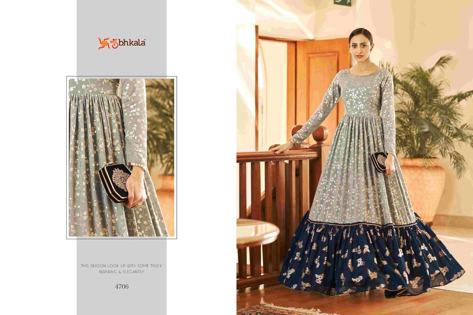 FLORY VOL. 18 Georgette Metalic Foil Work Anarkali Gown Kurti Wholesale Kurti Suppliers in Mumbai