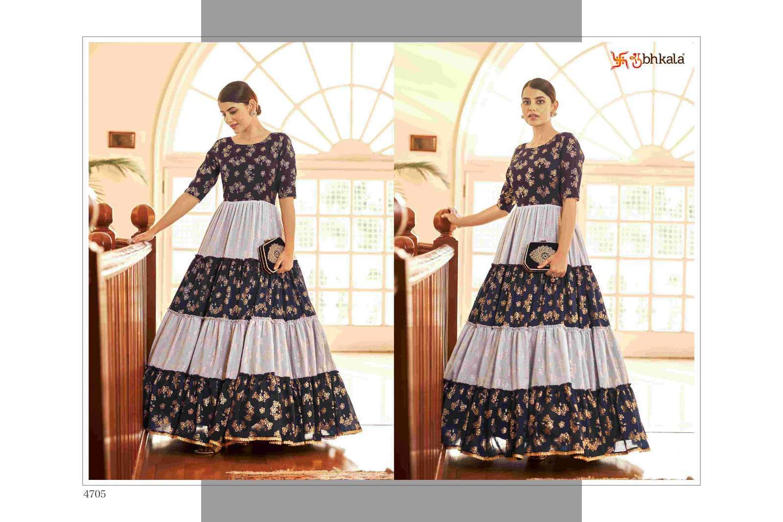 FLORY VOL. 18 Georgette Metalic Foil Work Anarkali Gown Kurti Wholesale Kurti Suppliers in Mumbai