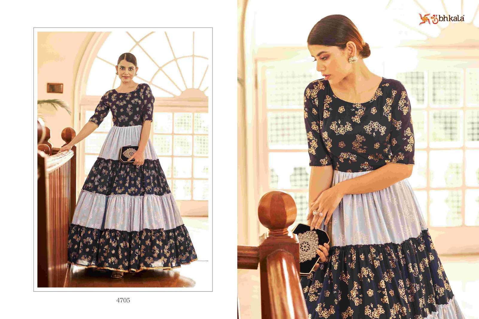 FLORY VOL. 18 Georgette Metalic Foil Work Anarkali Gown Kurti Wholesale Kurti Suppliers in Mumbai