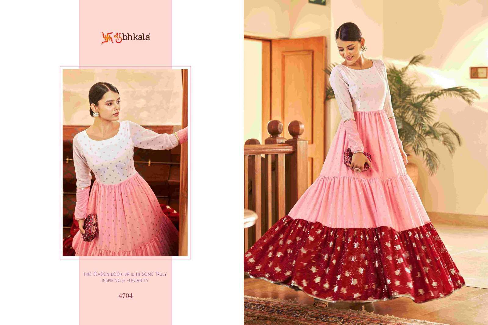 FLORY VOL. 18 Georgette Metalic Foil Work Anarkali Gown Kurti Wholesale Kurti Suppliers in Mumbai