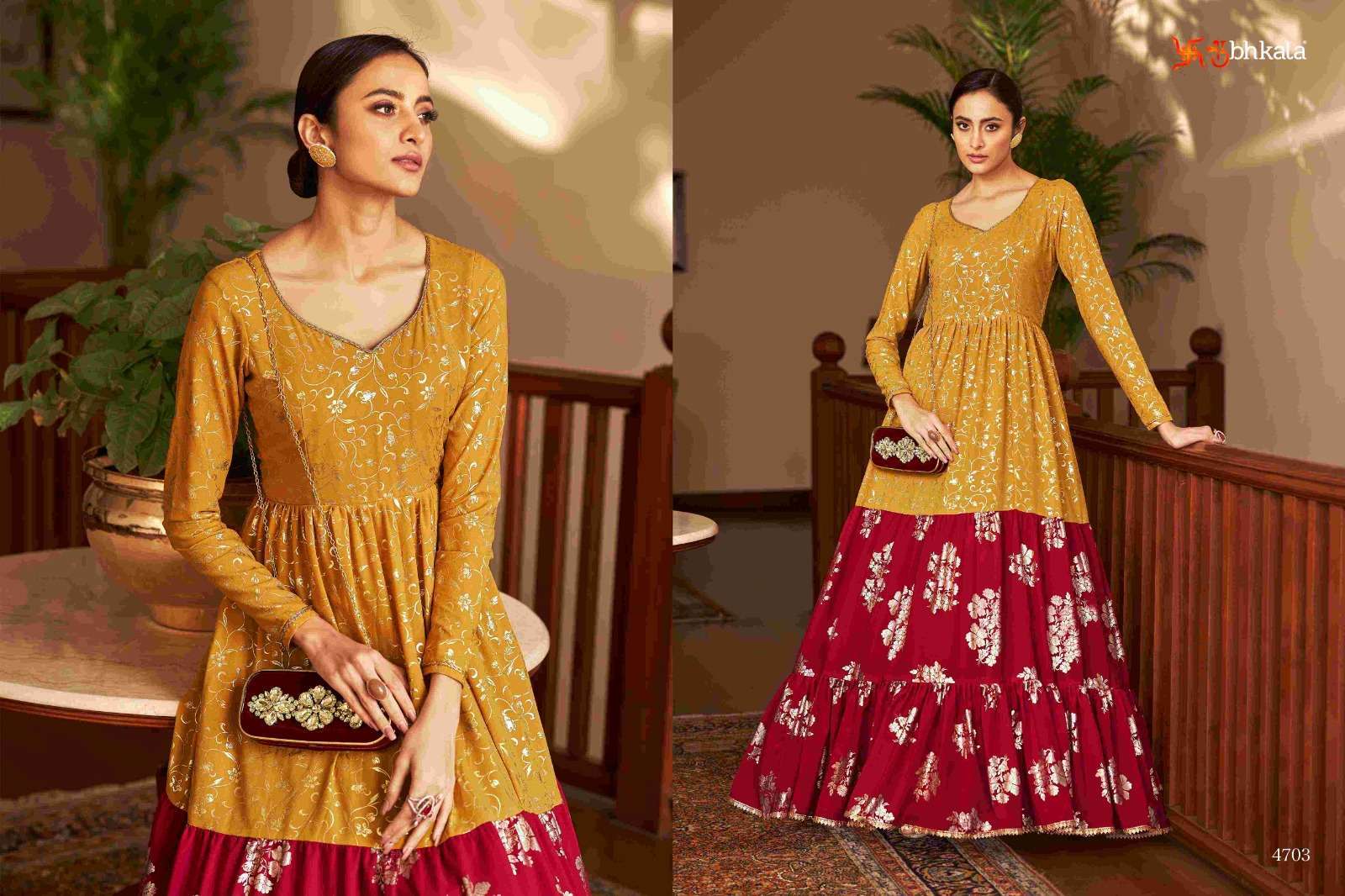 FLORY VOL. 18 Georgette Metalic Foil Work Anarkali Gown Kurti Wholesale Kurti Suppliers in Mumbai