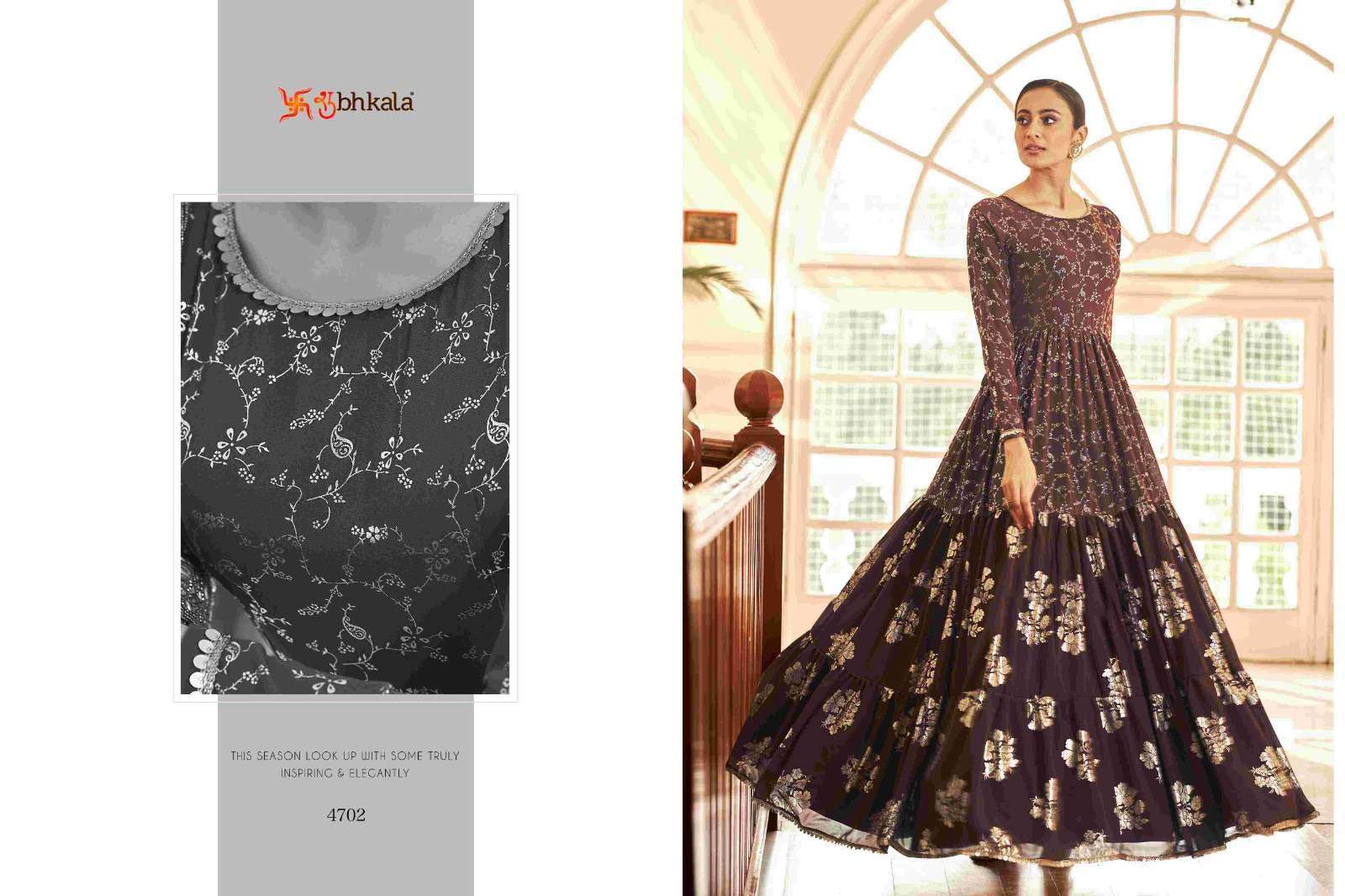 FLORY VOL. 18 Georgette Metalic Foil Work Anarkali Gown Kurti Wholesale Kurti Suppliers in Mumbai