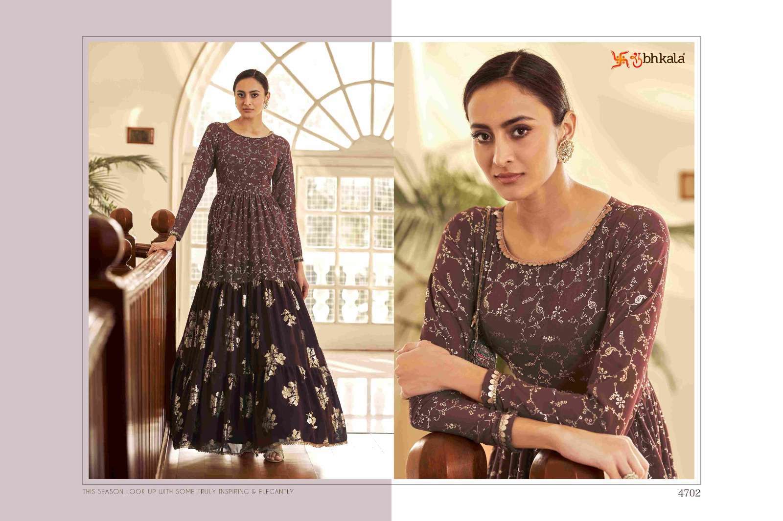 FLORY VOL. 18 Georgette Metalic Foil Work Anarkali Gown Kurti Wholesale Kurti Suppliers in Mumbai