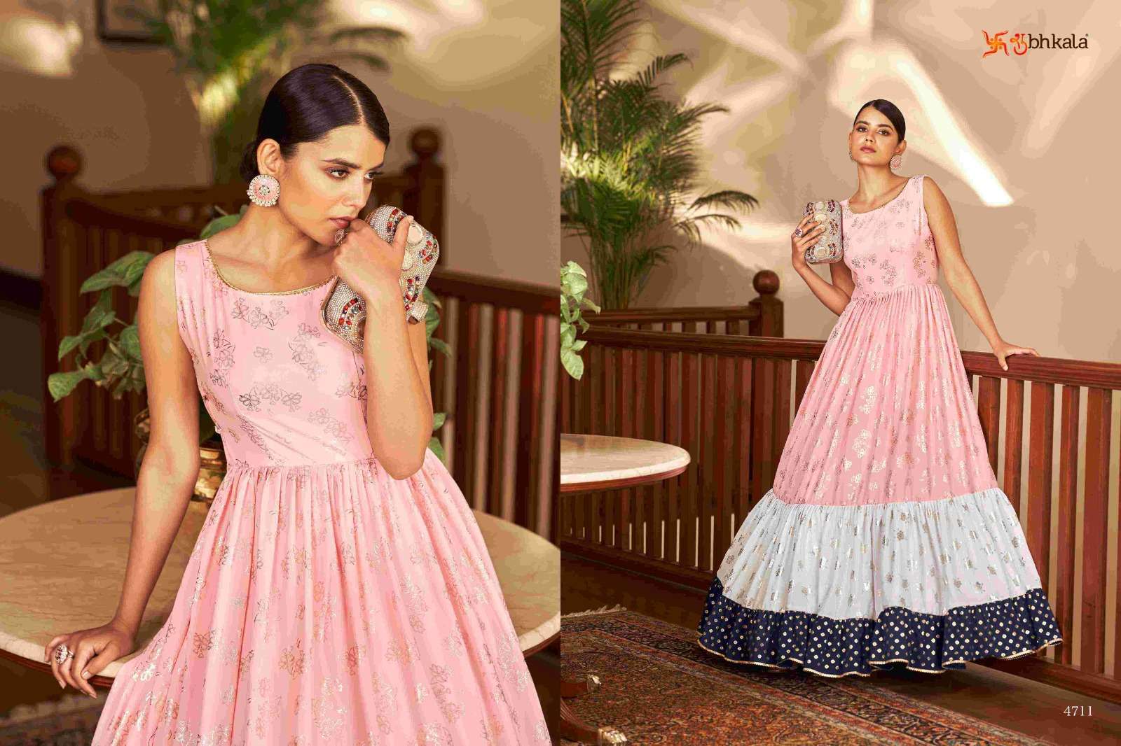 FLORY VOL. 18 Georgette Metalic Foil Work Anarkali Gown Kurti Wholesale Kurti Suppliers in Mumbai