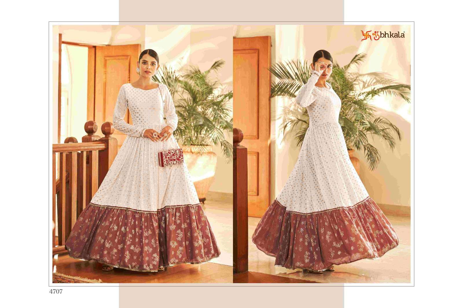 FLORY VOL. 18 Georgette Metalic Foil Work Anarkali Gown Kurti Wholesale Kurti Suppliers in Mumbai
